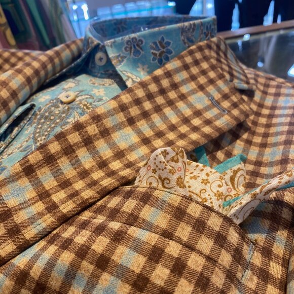 7 Downie St NWT Colton Tan Plaid Stretch Blazer - Picture 1 of 3